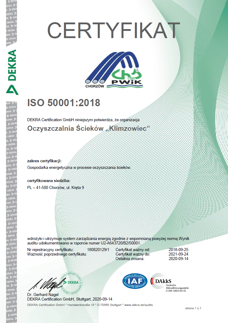 Certyfikat ISO 50001 - zdjęcie niedostępne dla niewidzących